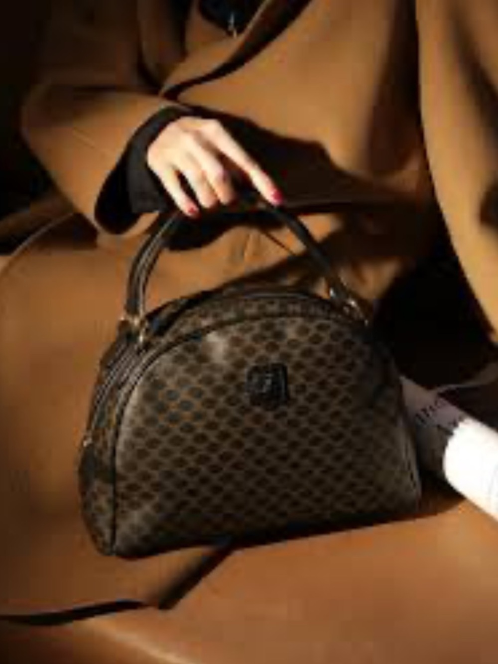 Celine Triomphe Logo Macadam Leather Rare Top Handle Bag - Picture 2 of 10